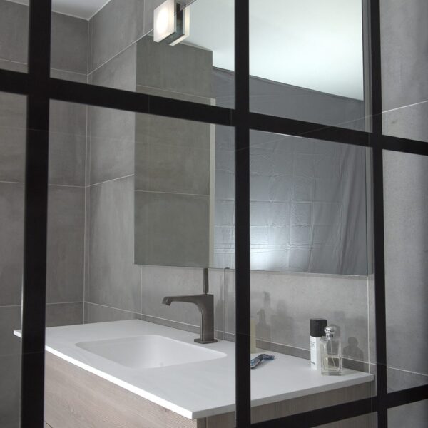 Drench FRAME black shower screens feature 8mm glass with horizontal and vertical glazing bars
