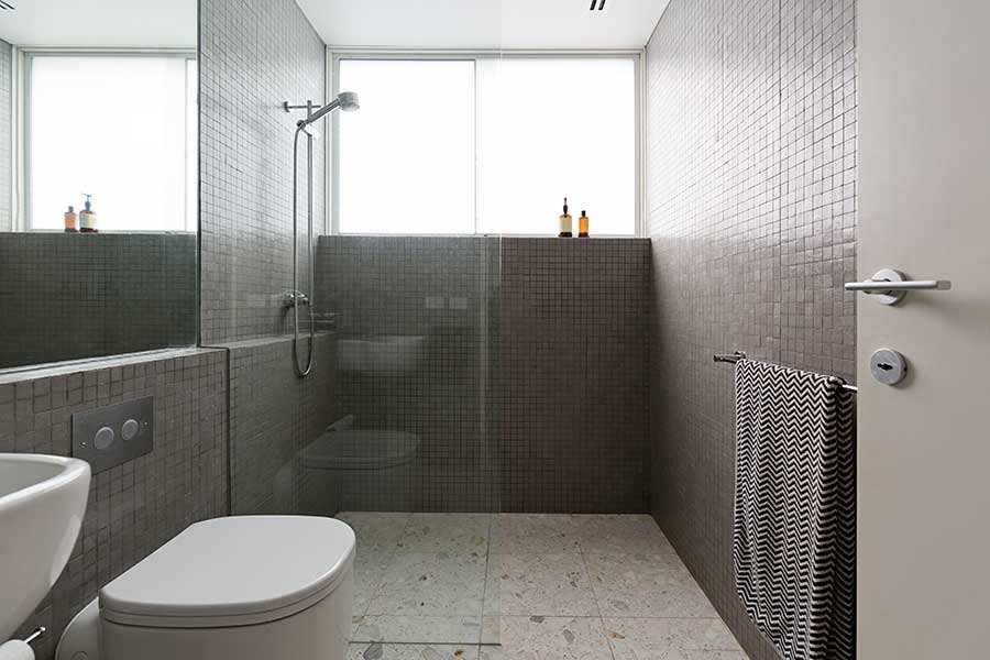 Bathroom with wet room shower