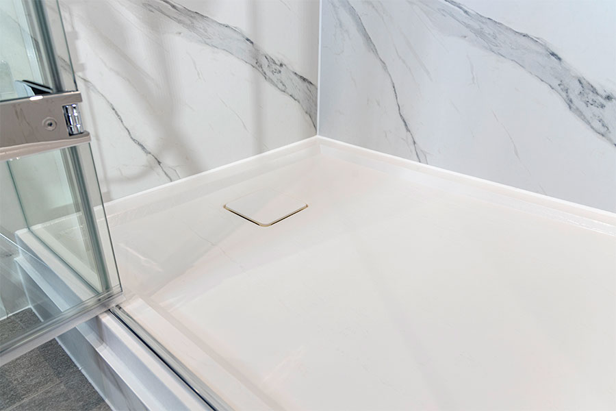 Matki Preference Shower trays are made from a solid surface material rich in ground marble