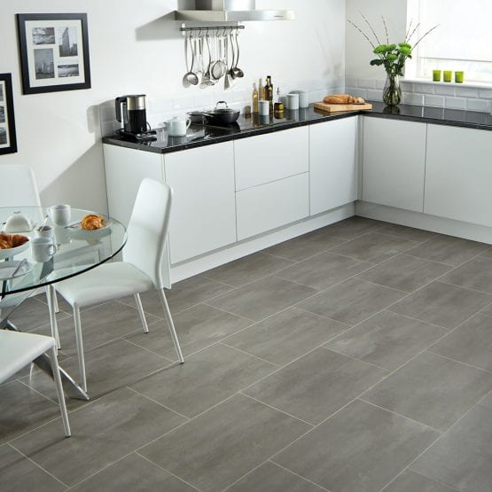 karndean opus urbus travertine effect vinyl floor tiles in a kitchen