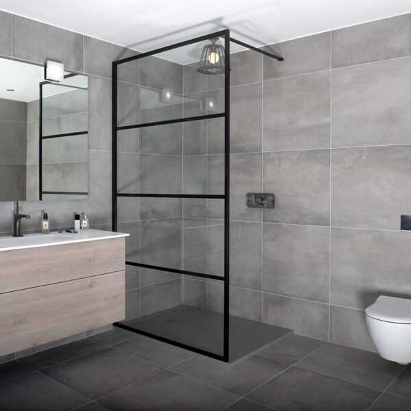 Drench Deco Fixed Panel Black Shower Screen