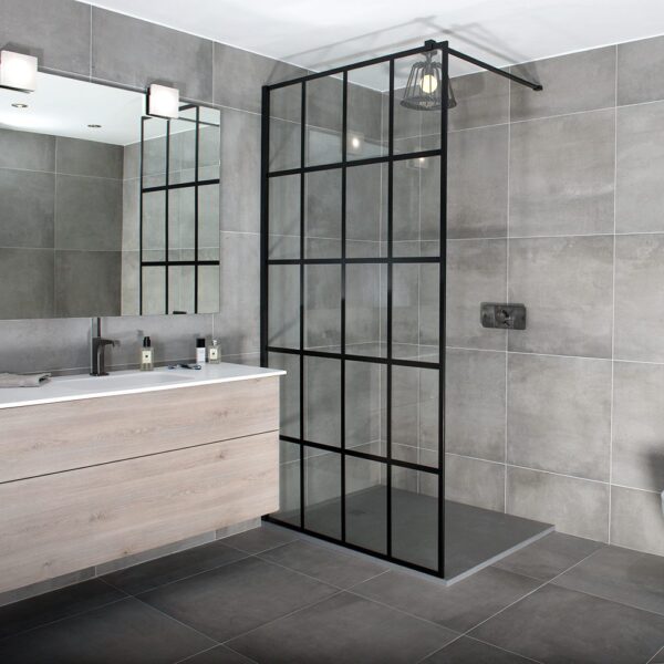 Drench Frame Fixed Panel Black Shower Screens
