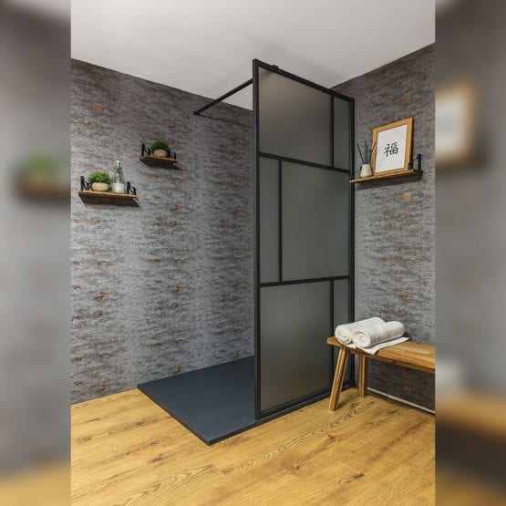 Drench Matte Suzhou oriental style shower screen with black fame