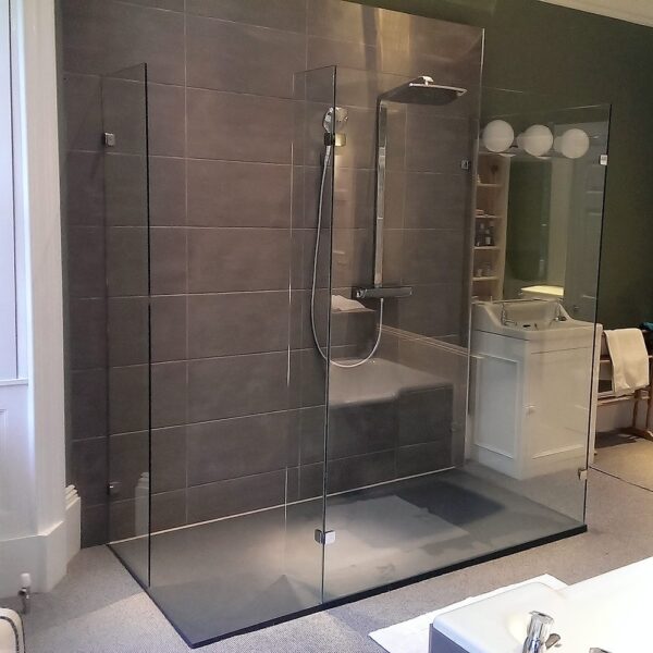 3 panel framless glass walkin shower screen made by Room H2o