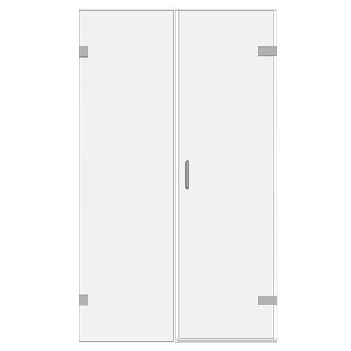 Room H2o frameless galss shower door with inline panel for recesses