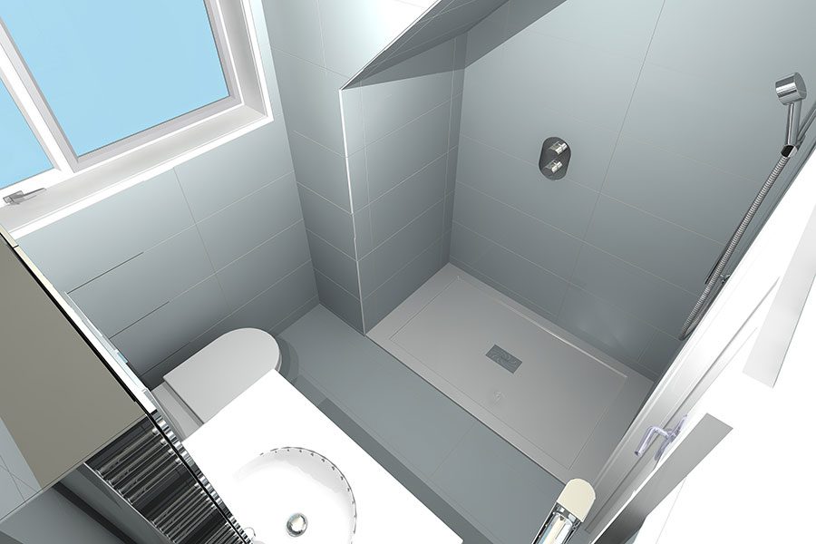 Shower Room 3D design under eaves