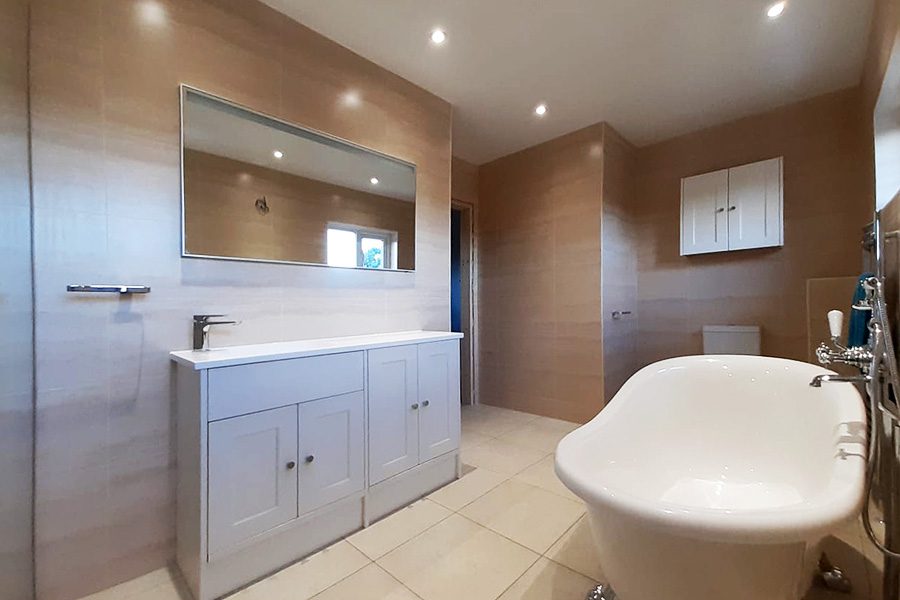 New bathroom with freestanding bath in Wareham by Room H2o