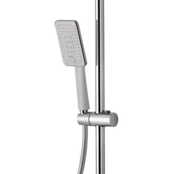 Vema white and chrome hand shower and riser kit for exposed thermostatic shower valve