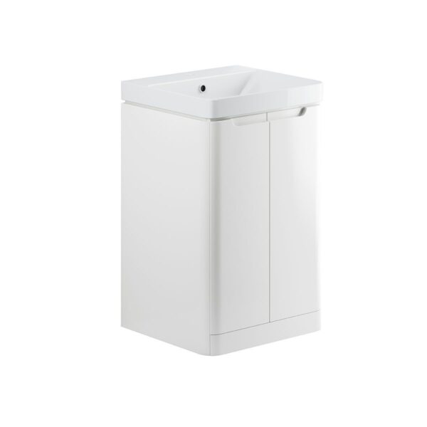 Lindo freestanding bathroom vanity unit and sink 500 wide in white gloss finish