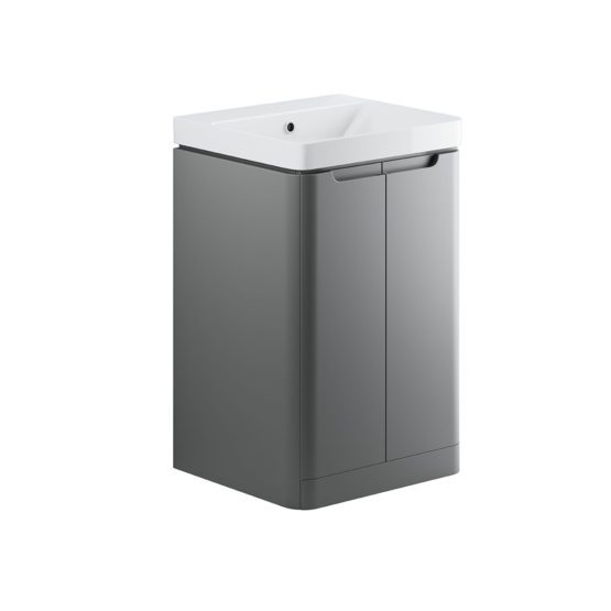 Lindo freestanding bathroom vanity unit and sink 500 wide in matt grey finish