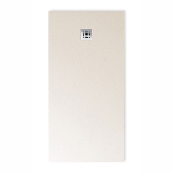 Drench Base designer low profile stone effect shower in Blanc (off white)