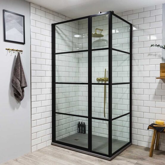 Art Deco inspired black shower enclosure by Drench