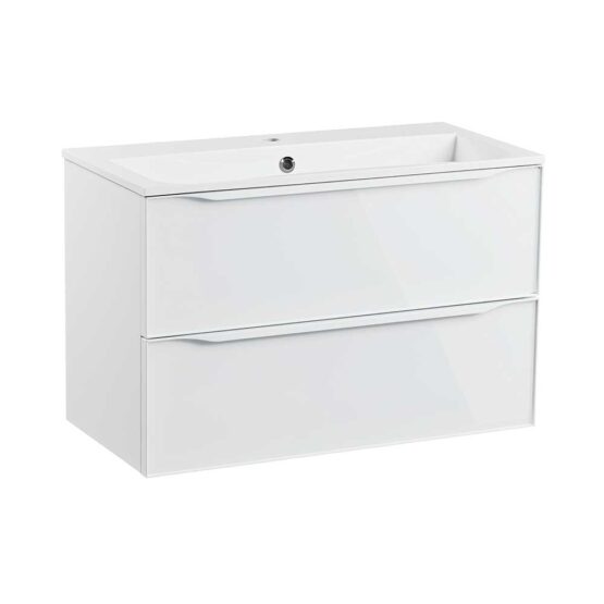 Roper Rhodes 800mm double drawer wall hung bathroom vanity unit in gloss white