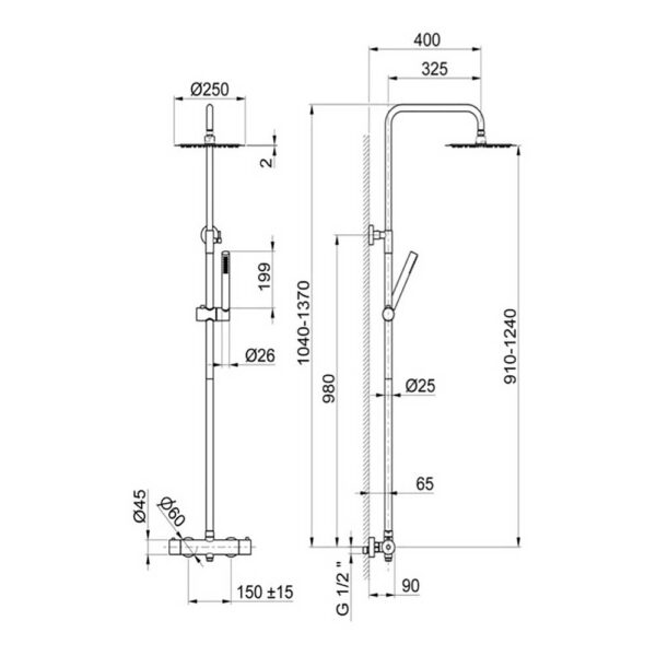 Bathrooms to Love Vema DICM0520 shower valve technical diagram