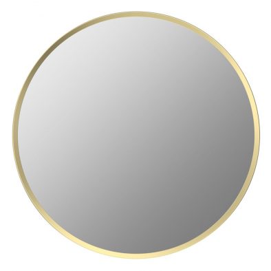 Gala 500mm round bathroom mirror with thin brushed brass frame