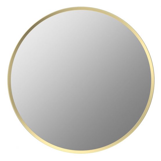 Gala 600mm round bathroom mirror with thin brushed brass frame