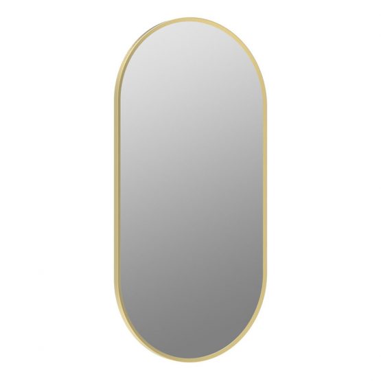 Gala pill shape 80x40cm bathroom mirror with thin brushed brass frame