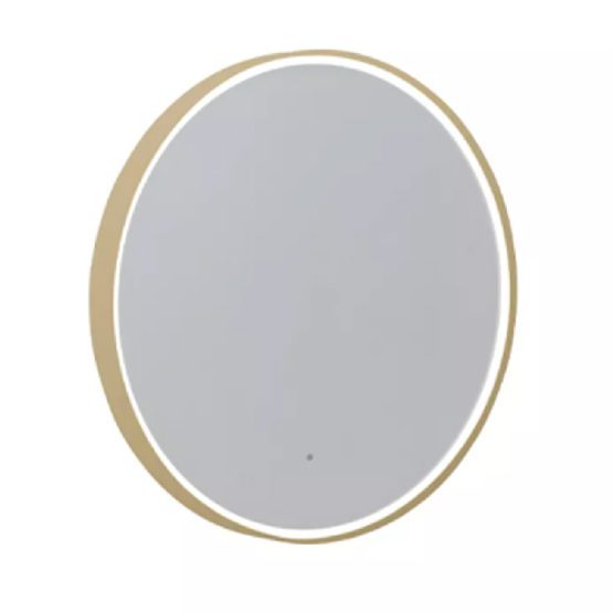 Roper Rhodes Frame 60cm round bathroom mirror with brushed brass frame, edge led lighting and motion sensor