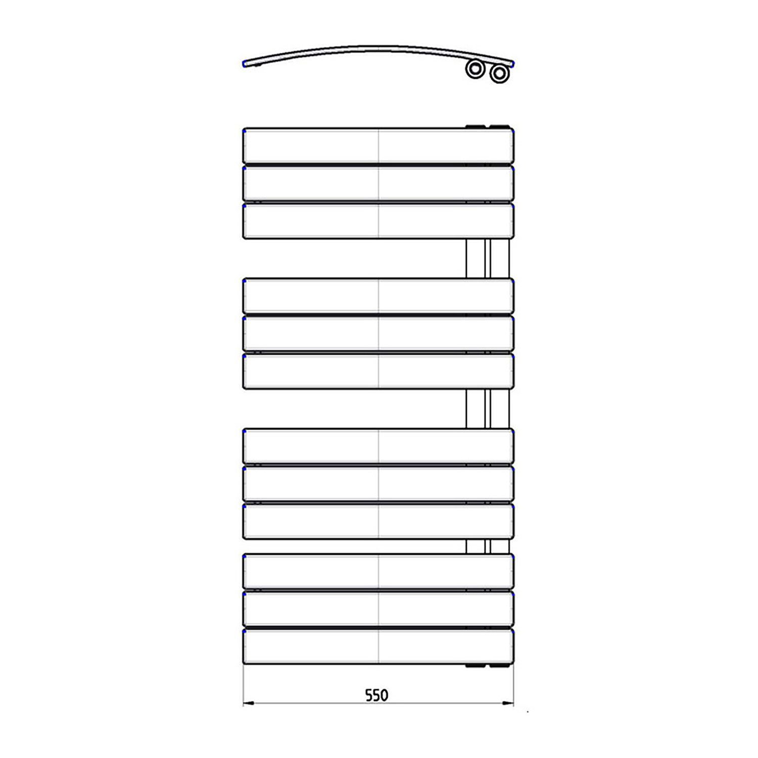 Simeto curved towel radiator product dimensions