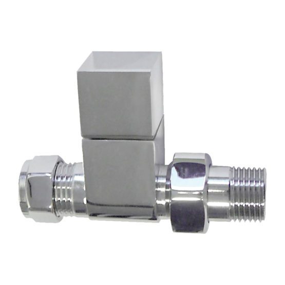 Modern square chrome straight radiator valves