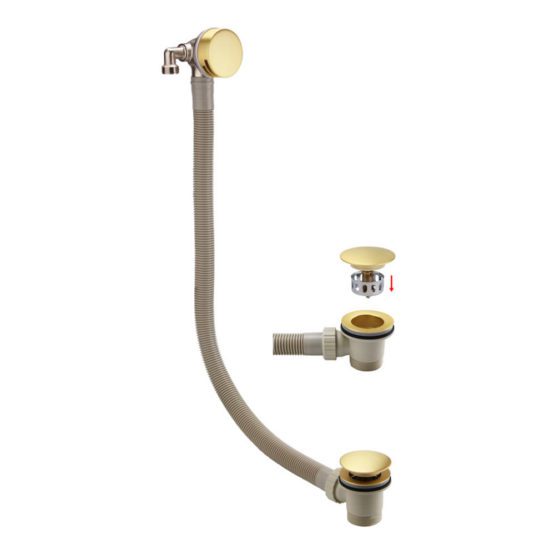 Room H2o bath filler with click clack bath waste and overflow in brushed brass ROOM105816