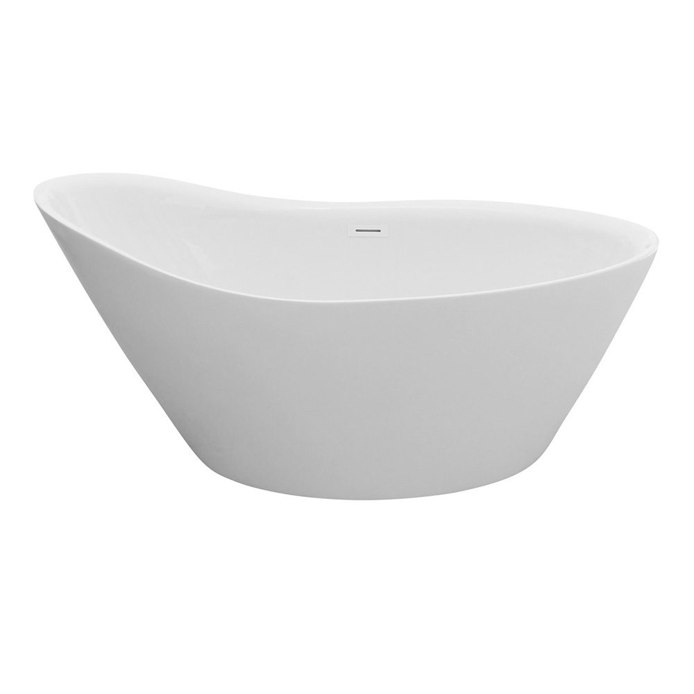 Brownsea modern freestanding bath in white acrylic side view - ROOM104116