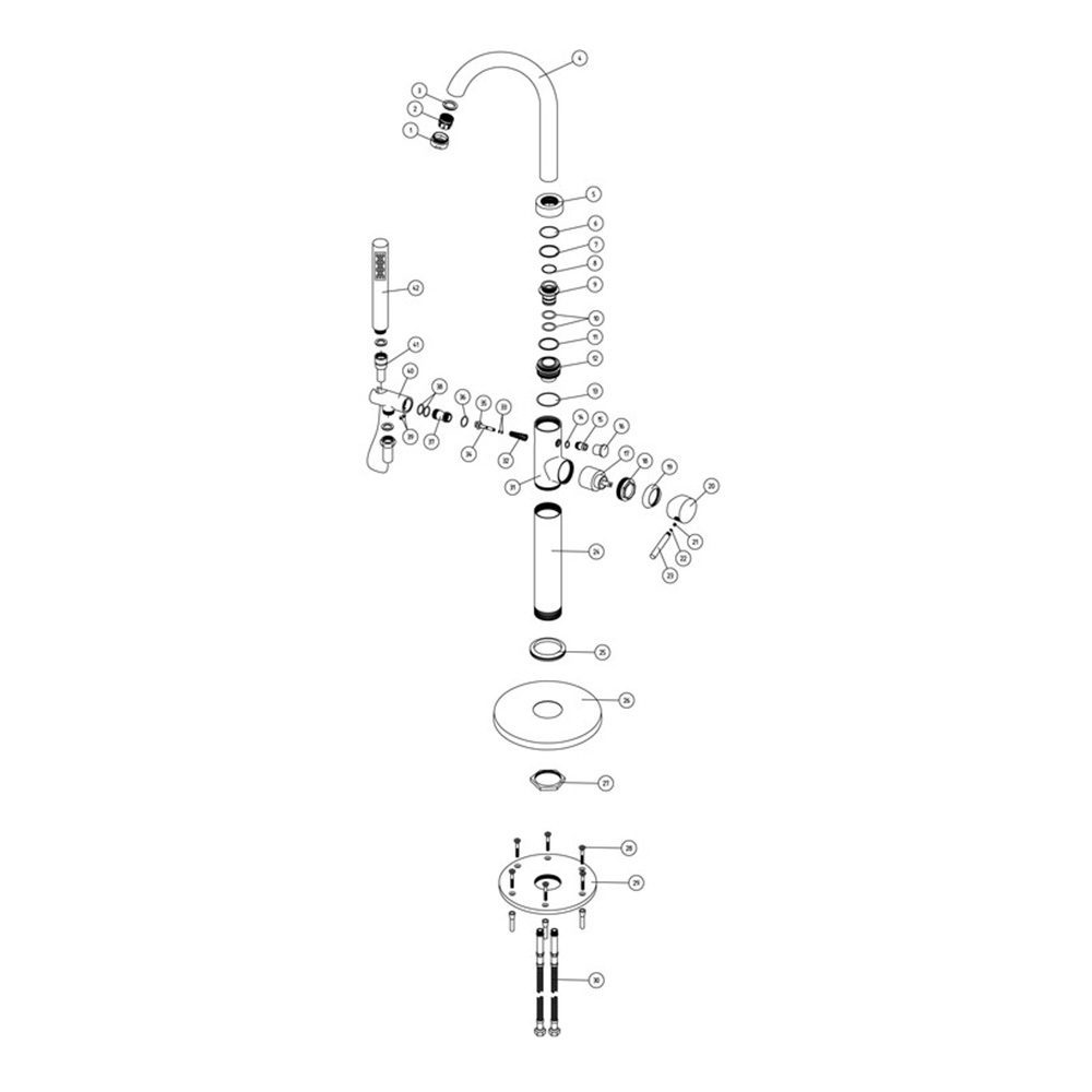 Pablo free standing bath shower mixer tap - brushed brass- ROOM105805 - parts diagram
