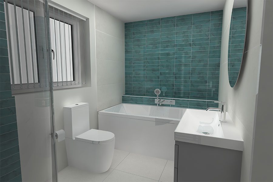 3D virtual bathroom design created by Room H2o