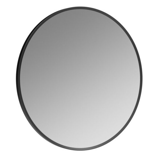 Gala 600mm non-illuminated round bathroom mirror with thin matt black frame