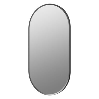 Gala 400x800mm non-illuminated rectangular bathroom mirror with thin matt black frame