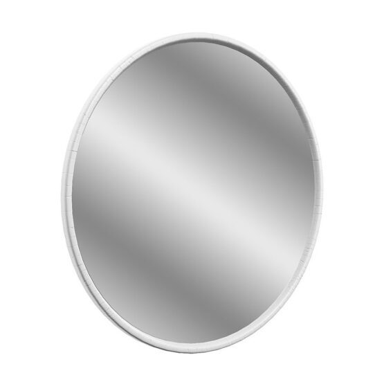 Luca 550mm round bathroom mirror in Satin White Ash