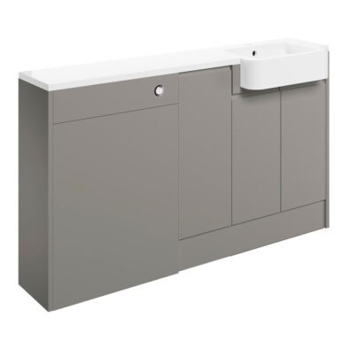 Rocco fitted basin and toilet bathroom furniture unit with cupboard in pearl grey gloss