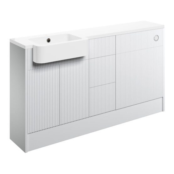 Tito combined sink and wc bathroom fitted furniture unit with 3 drawers in matt white